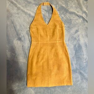 Newport News Tan Leather Halter Dress